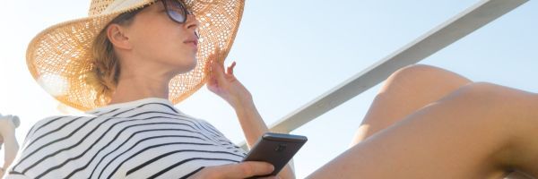 woman and phone